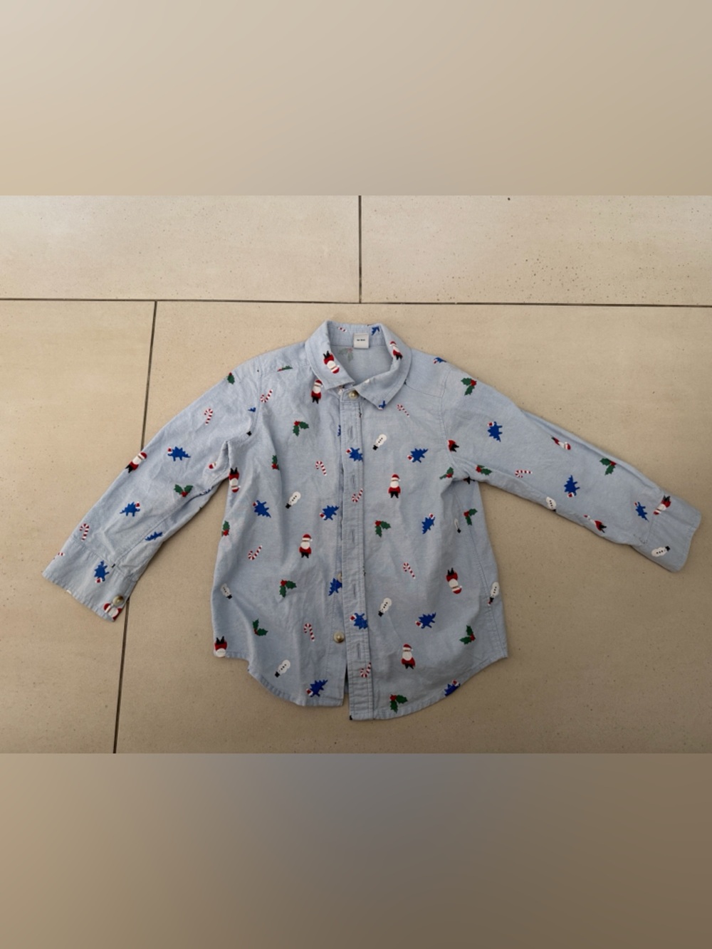 Old Navy Light Blue Festive Print Button-Up Shirt